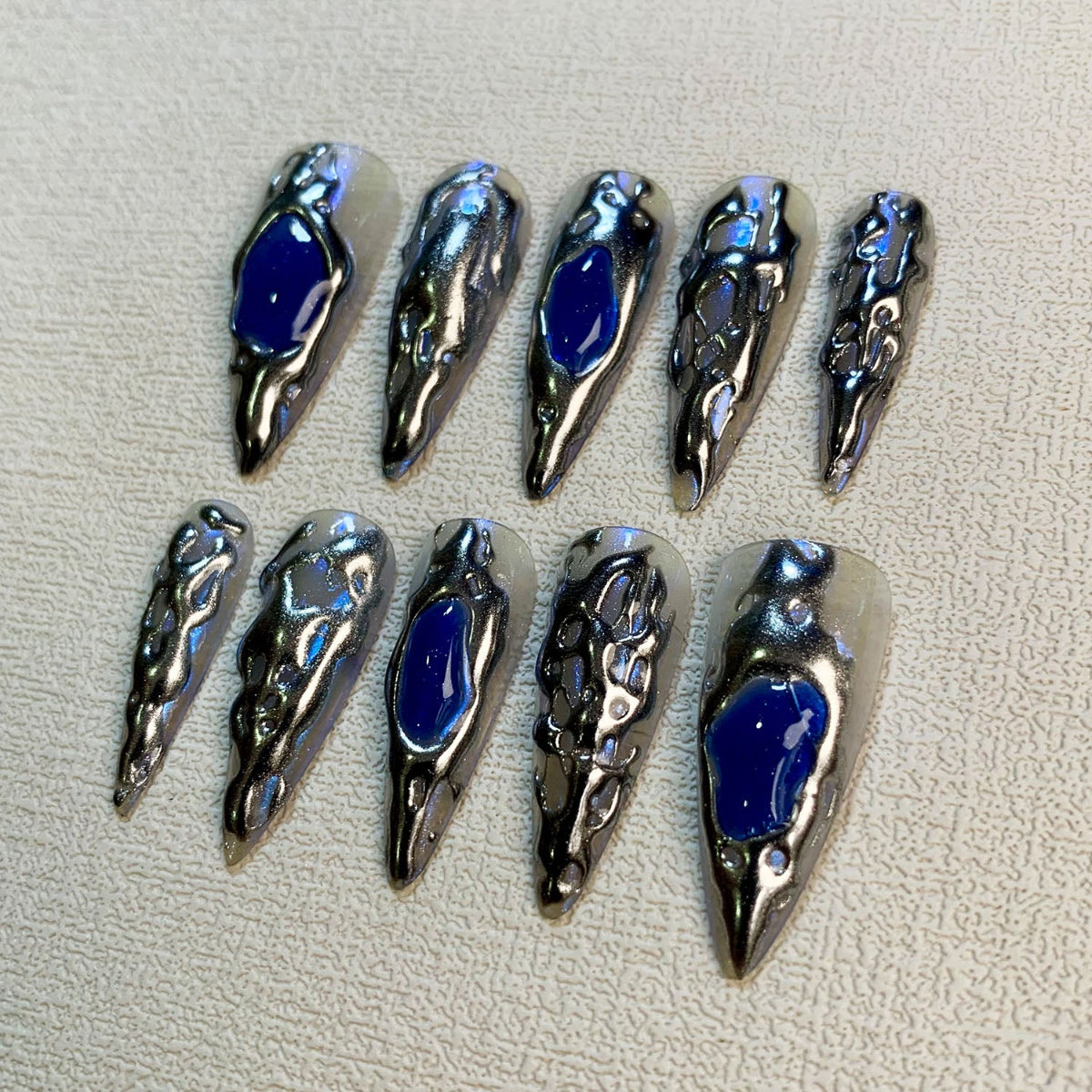 Y2K Blue Press On Nails