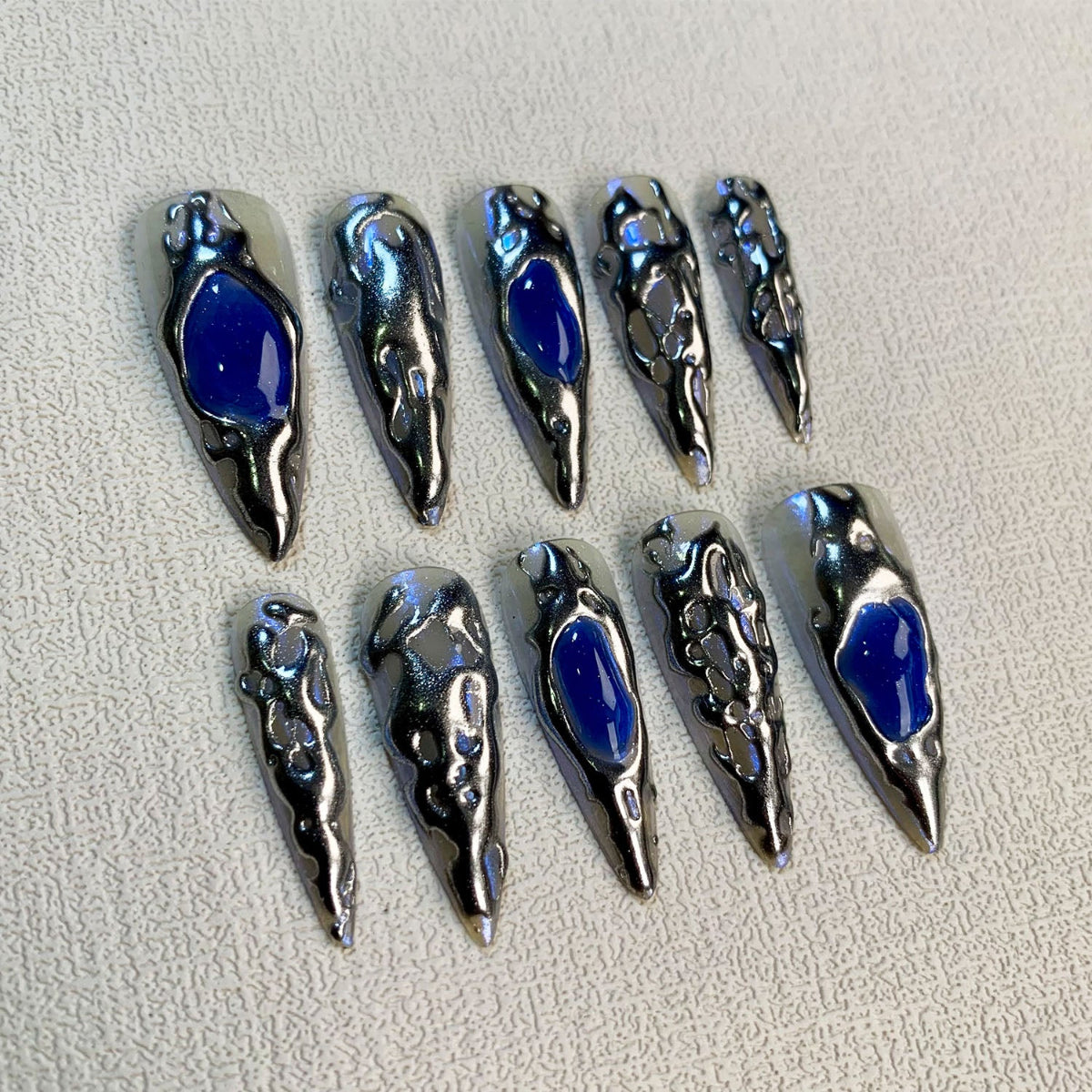 Y2K Blue Press On Nails