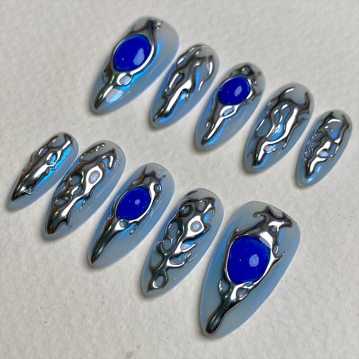 Y2K Blue Press On Nails