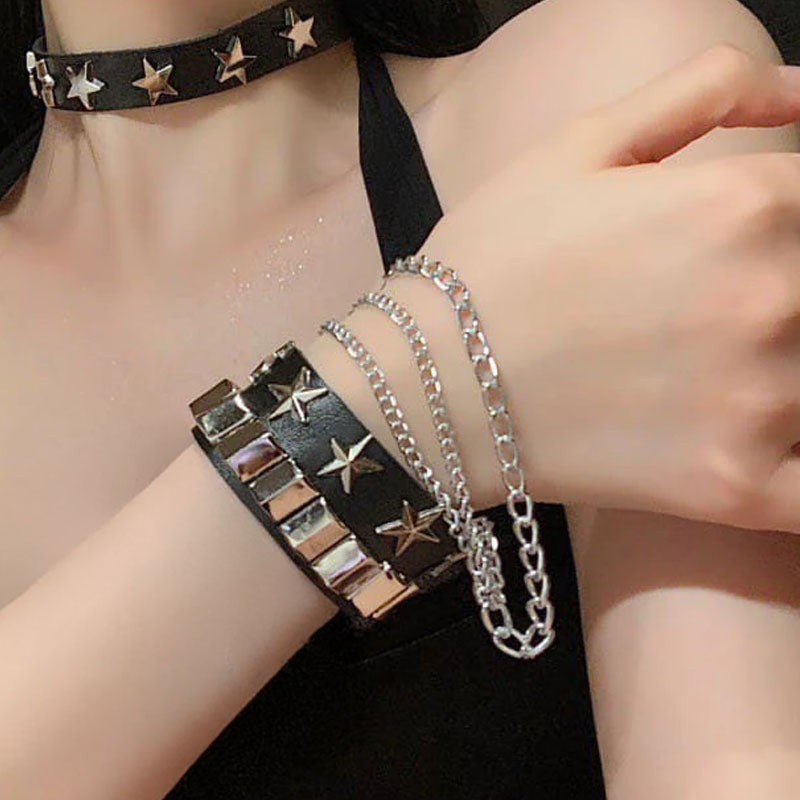 Back Leather Stanless Steel Fashion Bracelet