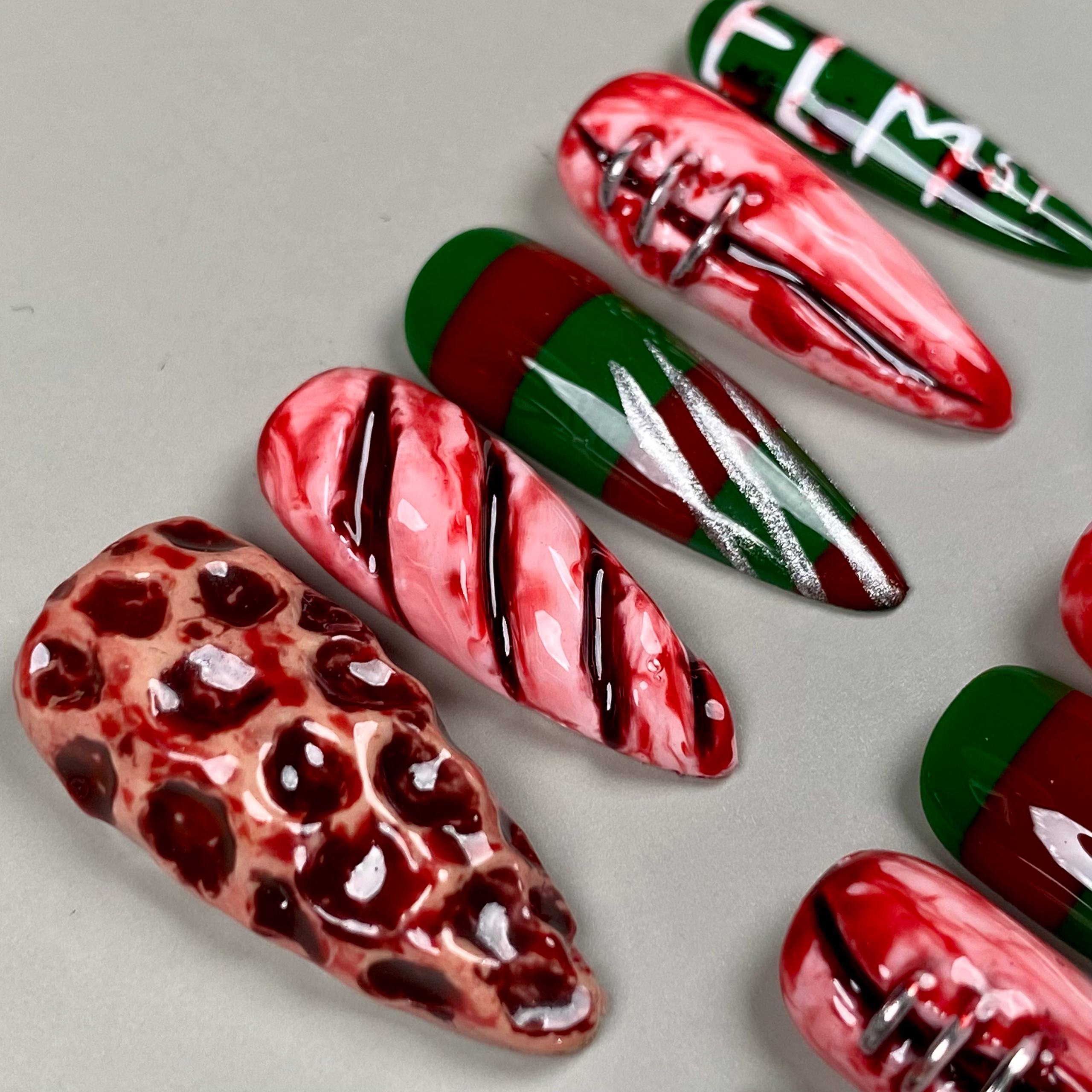 Freddy Horror Halloween Press-On Nails – Bloody Nightmare Fake Nails