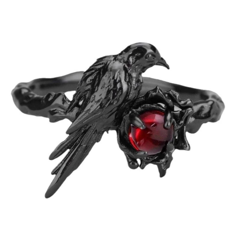 Black Raven - Free Size Gothic Stanless Steel Ring